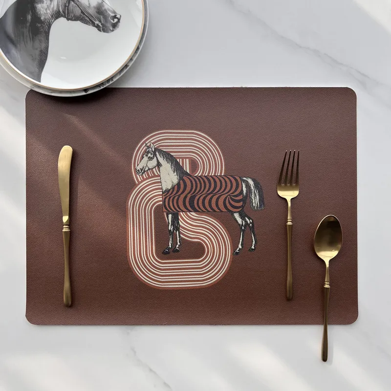 All-Match Retro Leather Placemat Isolamento não deslizante PVC Table Hotel Homestay Chopset Cottles