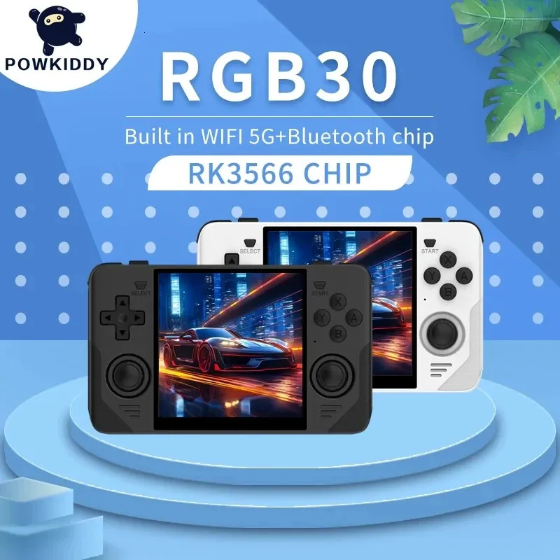 Taşınabilir Oyun Oyuncuları Powkiddy RGB30 Retro Cep 720 720 4 inç IPS Ekran WiFi RK3566 Açık Kaynak El Taşınağı Konsolu Çocuk Hediyeleri 231128