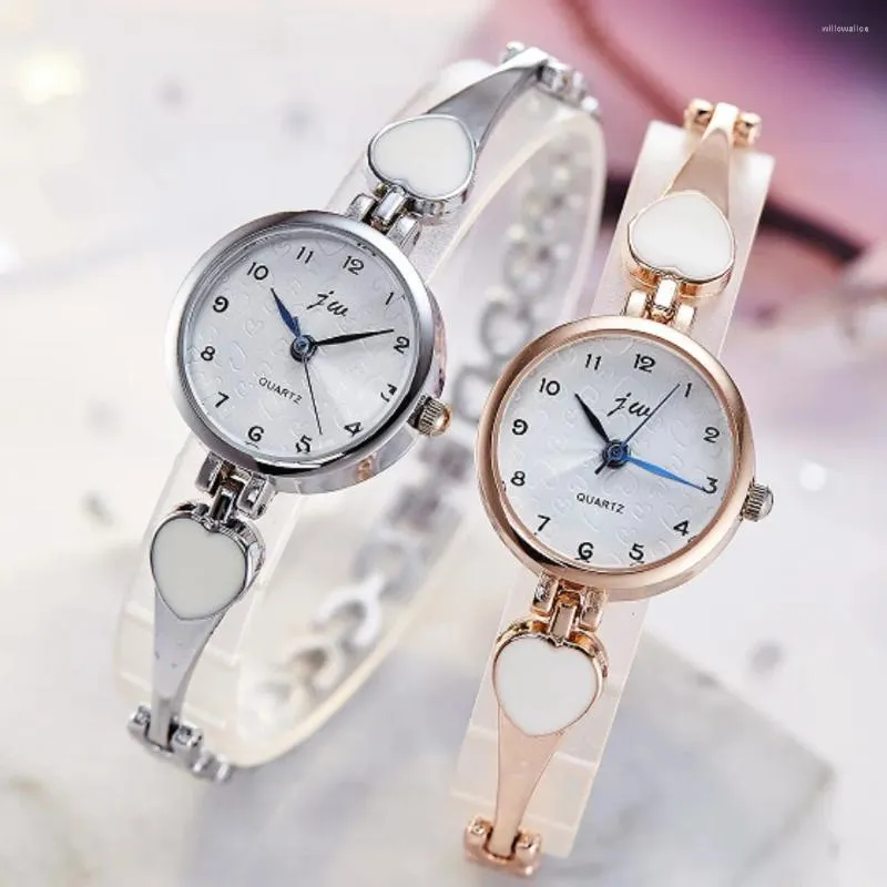 Relógios de pulso moda feminina pulseira relógio coreano elegante ins estilo marca cinto de aço em forma de coração estudante quartzo acessórios para mujer