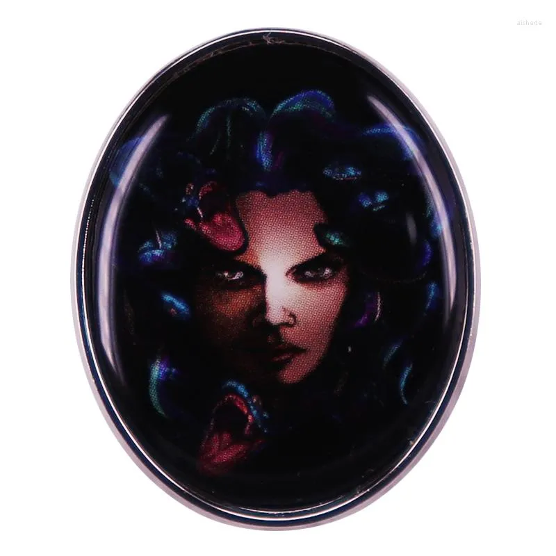 Broches medusa esmalte pino cobra jóias de decoração de mitologia grega mitologia