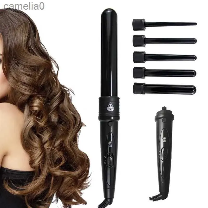 ヘアカーラーストレートナー5 in 1プロフェッショナルヘアカーリングlron hair waver pear flowerコーンエレクトリックヘアカーラーローラーカーリングwandl231128