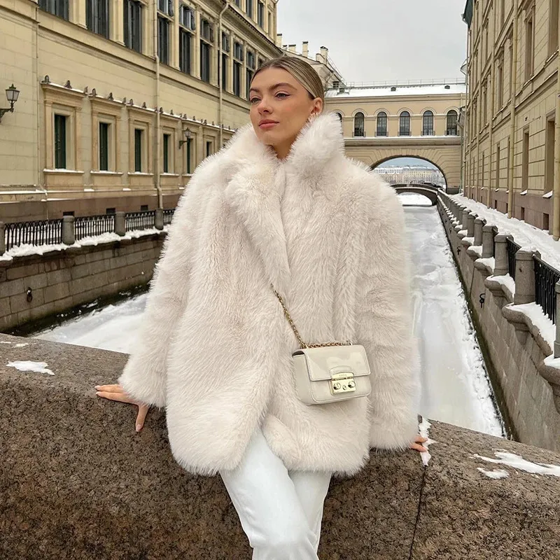 Long sleeve lapel fur coats sales