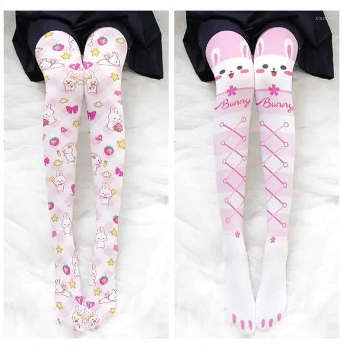 Meias meias gato impressão meias para mulheres finas calças de verão meia-calça menina bonito japonês twodimensional leggings sexy stocki2767398