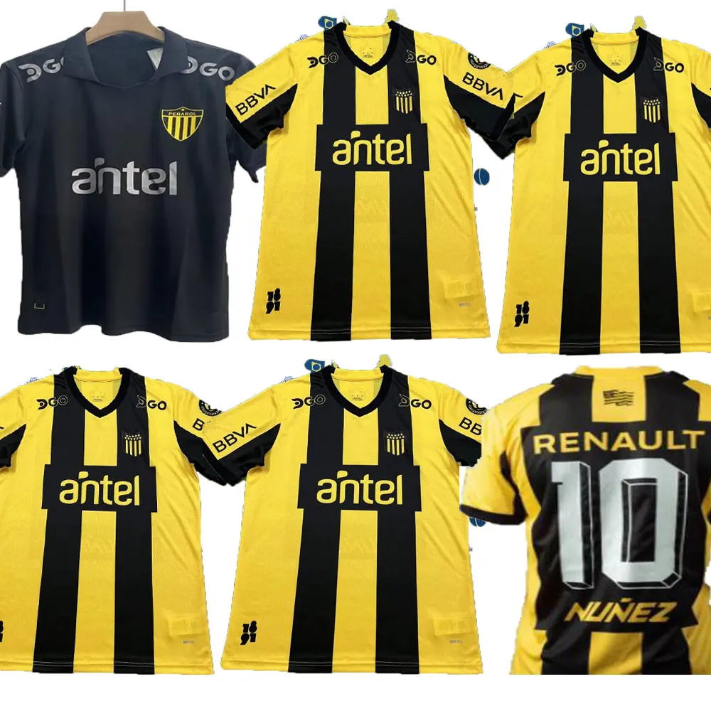 23 24 Penarol F. TORRES Heren Voetbalshirts Jubileum Penarol RODRIGUEZ 2024 Thuis Geel Zwart Uit Grijs Voetbalshirt Korte Mouw Uniformen