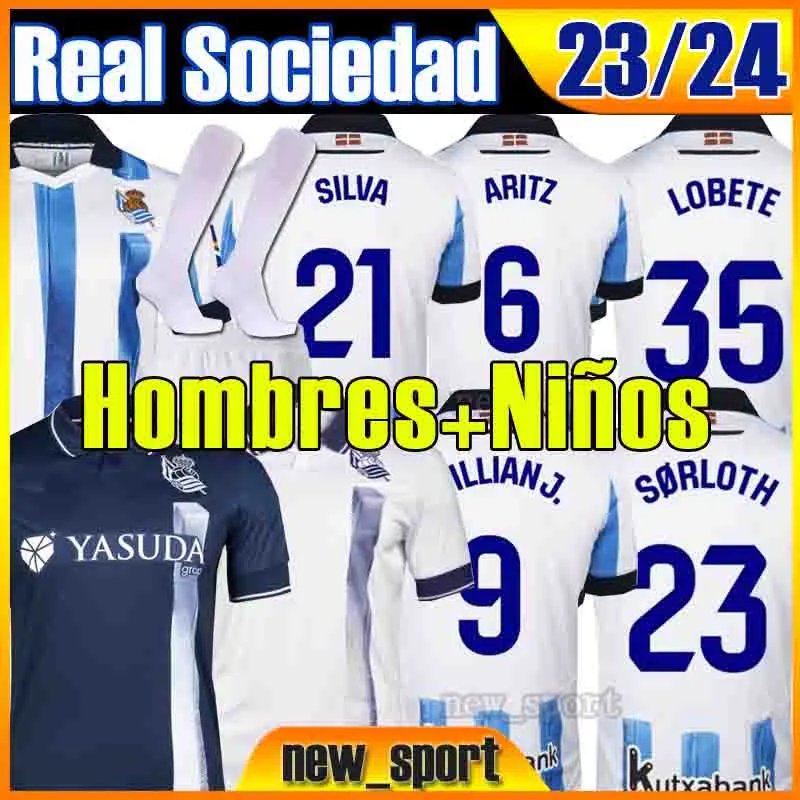 4XL 23 24 Real Sociedad Soccer Jerseys Copa del Rey Final Version 2023 2024 Oyarzabal x Prieto Portu David Men Kids Kits Socks Socks Camiseta de Futbol