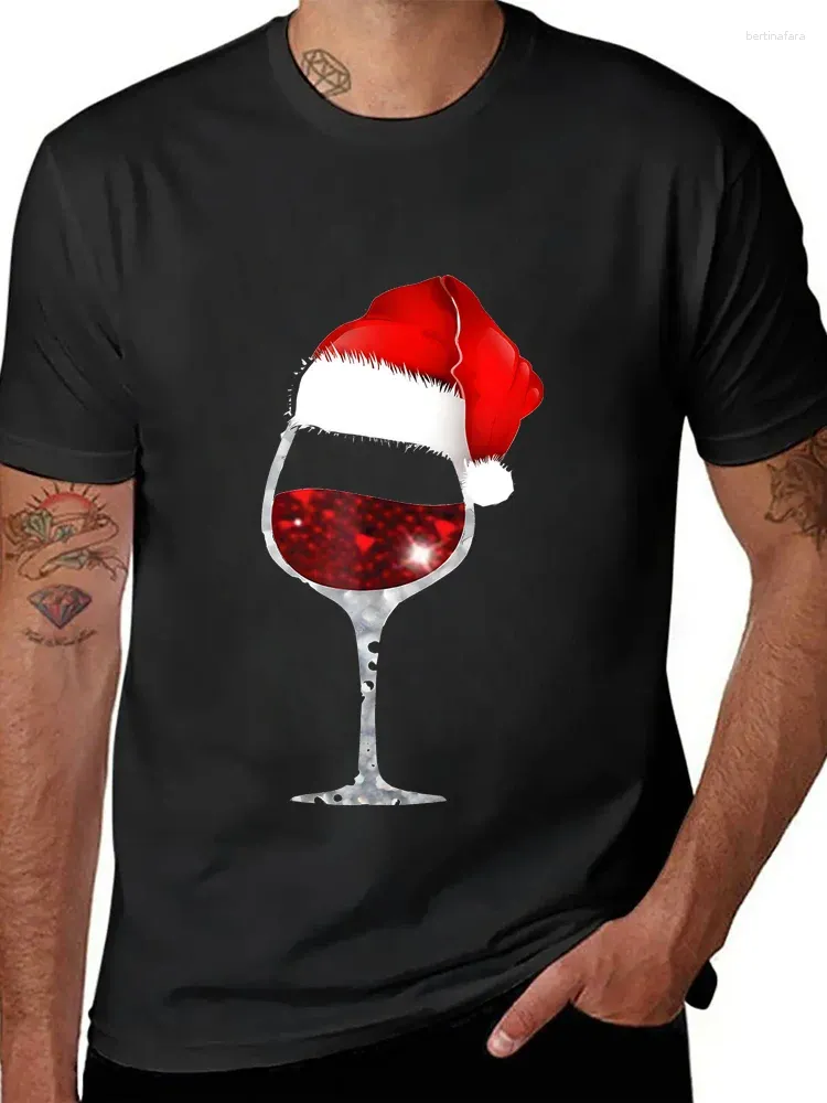 Men's T Shirts For Men T-Shirt Christmas Wine Print Tops Women's Short Sleeve Oversize Streetwear Tshirts Brand Tshirt