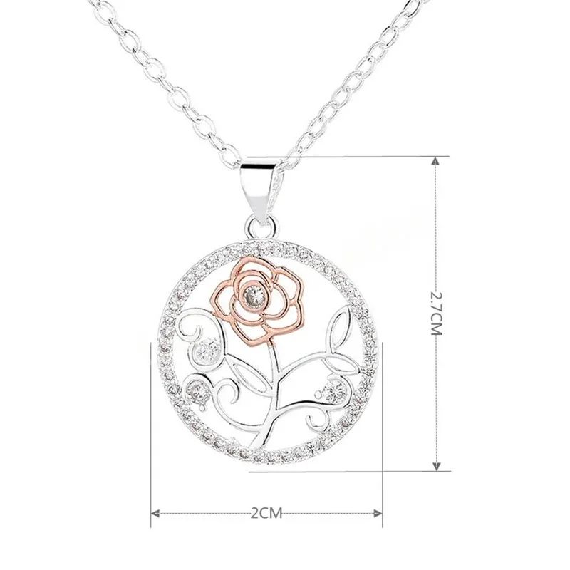 Hollow Flower Shaped Pendant Necklace For Women Silver Color Clavicle Chain Anniversary Gift Jewelry Accessories Female