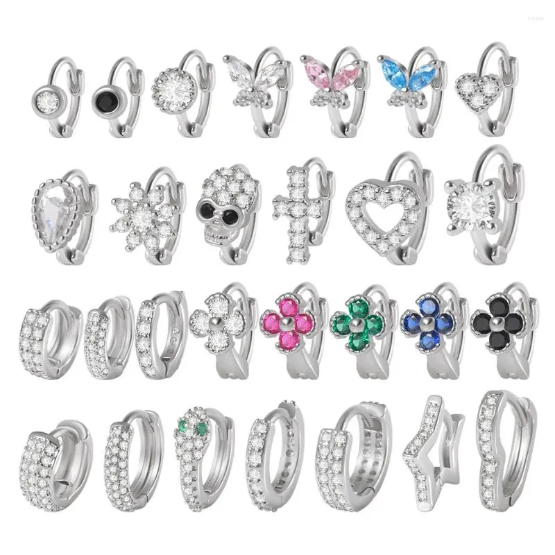 Boucles d'oreilles cerceaux Géométrie créative éléments Zircon Eyes Eyes Coeur Fleur de papillon d'étoile en forme de coeur pour femmes