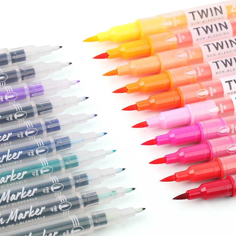 Wholesale ing Pens Dual Brush Pens Felt Tip Pens Art Markers For