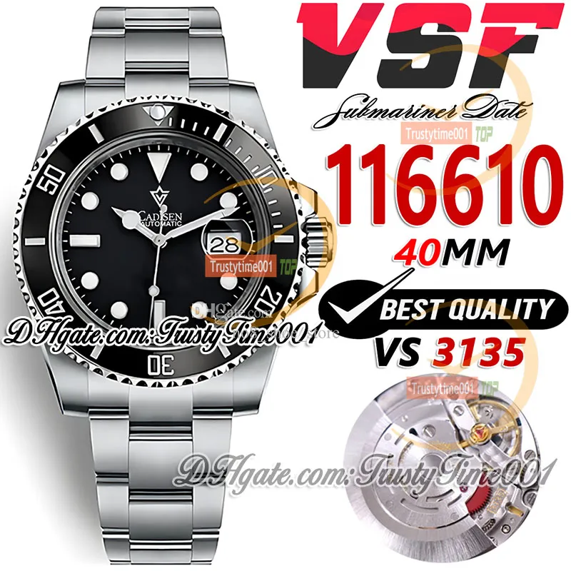 VSF V3 40mm VS3135 Automatic Mens Watch Clean factory Ceramics Bezel Black Dial Dot Markers SS 904L Stainless Steel Bracelet Super Edition trustytime001Watches