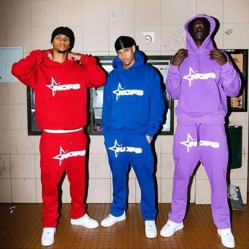 Herrtröjor tröjor harajuku hoodies män y2k hip hop leeter grafik tryck huvtröja punk rock överdimensionerade tröjor baggy sweatpants kostymer 231127