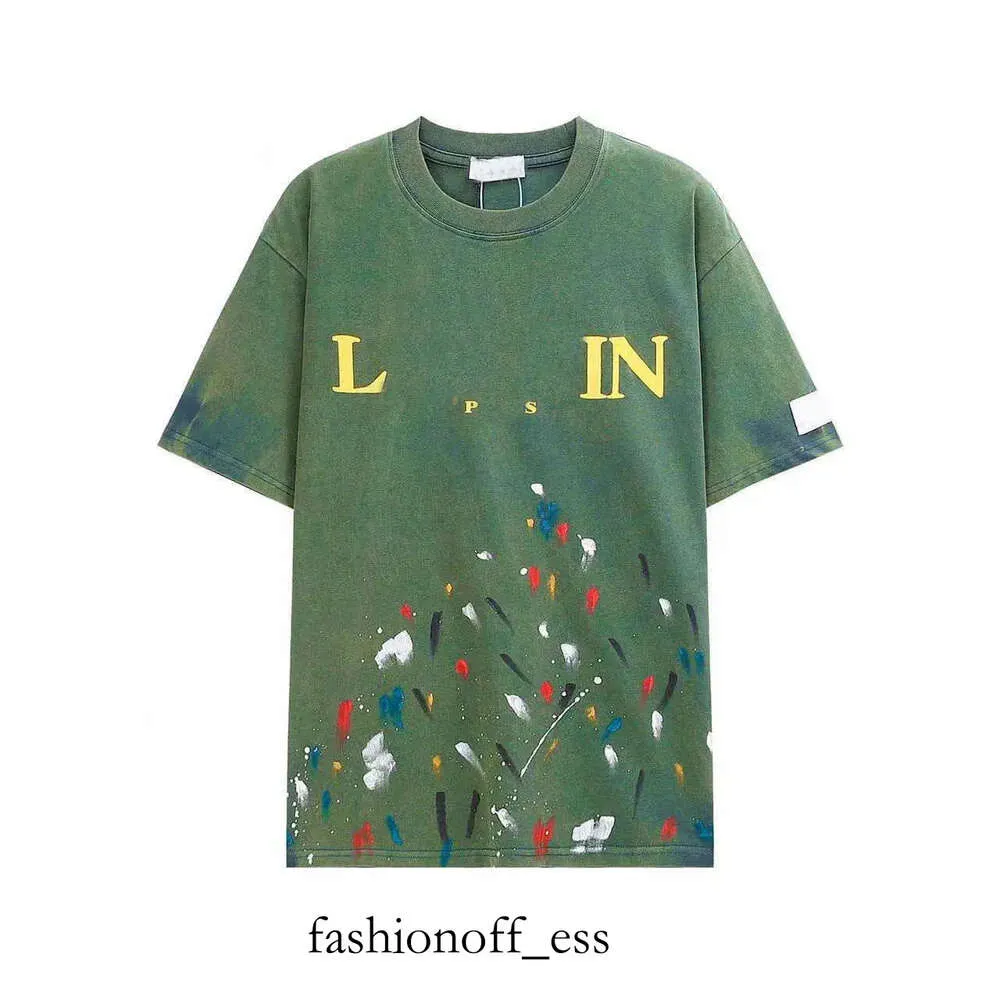 2023 Designer Luxury Lanvin Shirt Classic Hand Painted Graffiti Speckled kortärmad T-shirt för män och kvinnor Trendiga Lossa bekväma 654