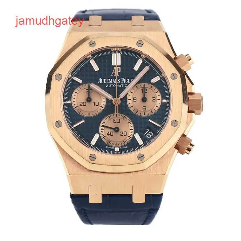 Ap Swiss Relógio De Luxo Masculino Relógio Royal Oak Série 26239OR Rosa Ouro Azul Placa Cinto Masculino Moda Lazer Negócios Esportes Voltar Conjunto De Relógio Mecânico Transparente RPF2