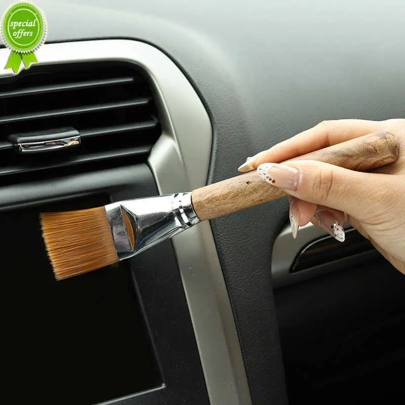 New Car interior details cleaning brush wooden handle air outlet clearance dust removal portable brush cleaning tool