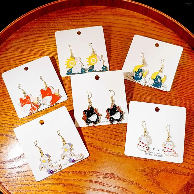 Dangle Earrings 1 Pair Cute Ear Wire Hook Multicolor Lovely Animal Sun Moon Enamel High Quality Fashion For Women Children Jewelry Gift