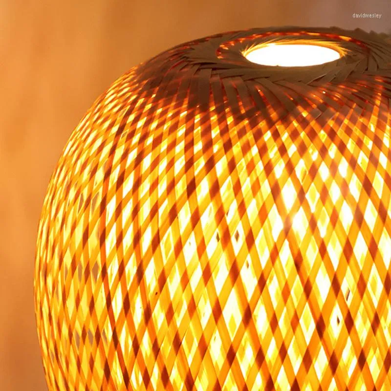 Masa lambaları LED Bambu Dokuma Lambası Yaratıcı El Yapımı Rattan Yatak Odası Restoran Başucu Masa Masa Işıkları Çin Pastoral Retro Işık