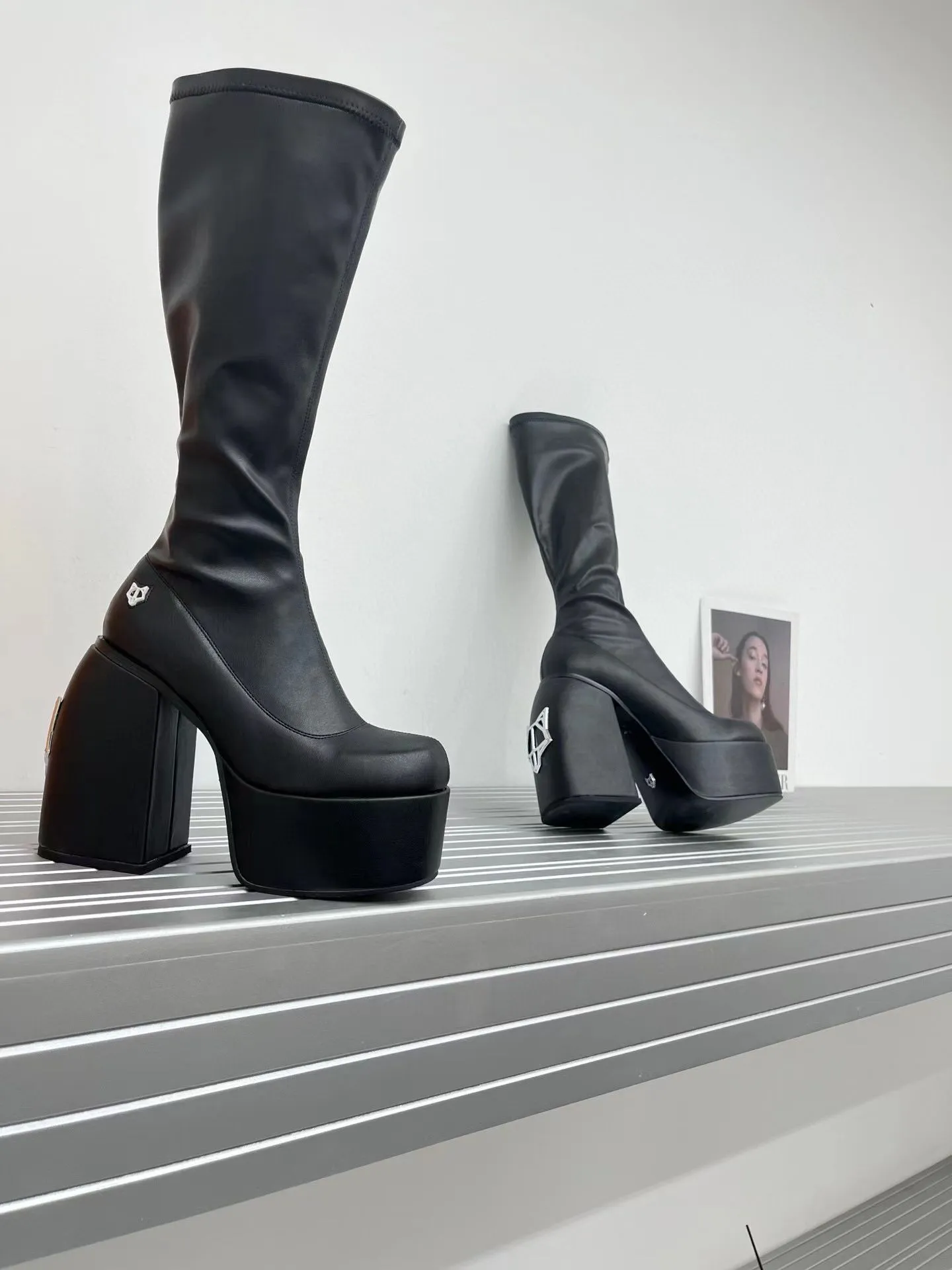 Spice Knee-High Platform Boots: Designer Chunky Heel Booties