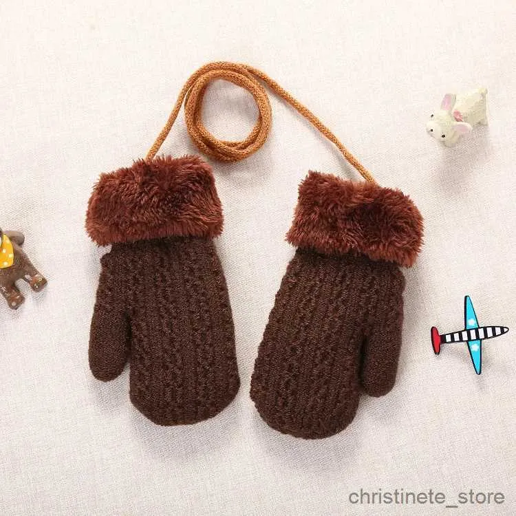 Mitaines pour enfants Gants pour enfants avec double couche de laine tricotée et col épais en peluche pour empêcher les chutes de chaleur extérieure pour bébés R231128