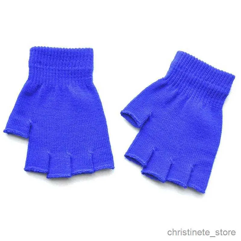 Manoplas para niños, guantes de invierno para niños, guantes sin dedos cálidos y fríos, manoplas de Color sólido a la moda para exteriores R231128
