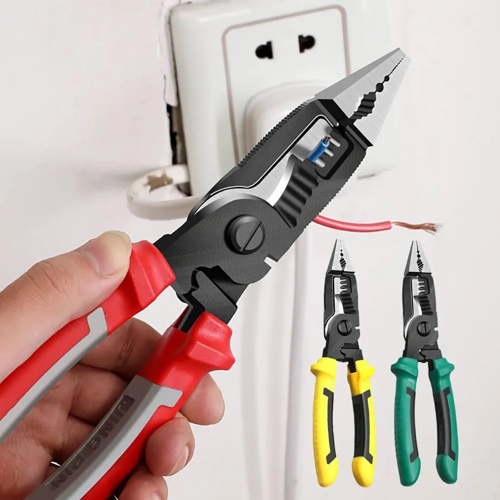 Tang Multifunctional Long Nose Plier Electric Cable Cutter Breaking Clamp Electrician Electric Wire Stripping Hand Tool