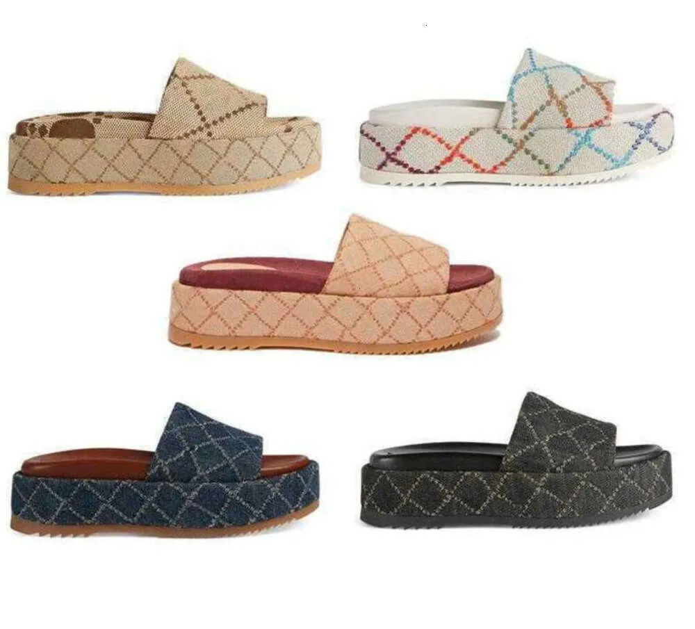 Verão à venda womensggg chinelos 55mm plataforma sandálias cunhas de lona com caixa e saco de pó jackdhstore bpx moda tendência 866ess