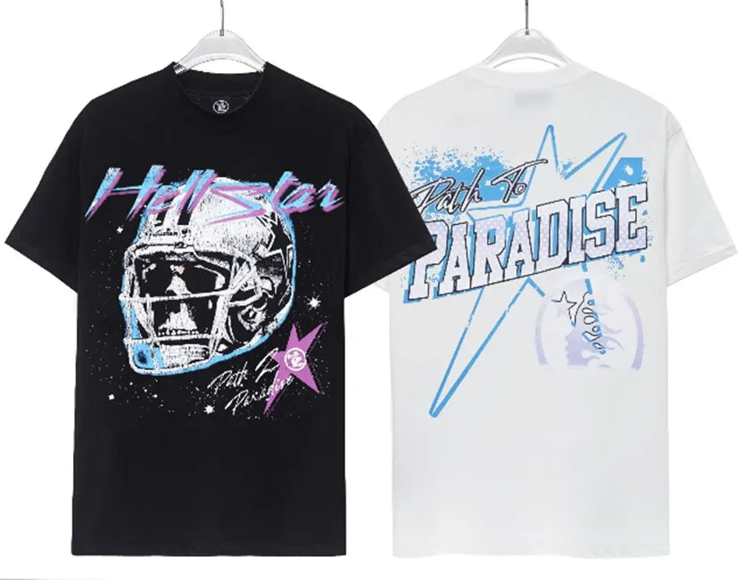 T-shirts pour hommes 2024 Nouvel été Hellstar 260g de haute qualité pur coton tendance hip-hop crâne casque lettre imprimé à manches courtes T-shirt à col rond Tee Tops Vêtements Taille S-3XL