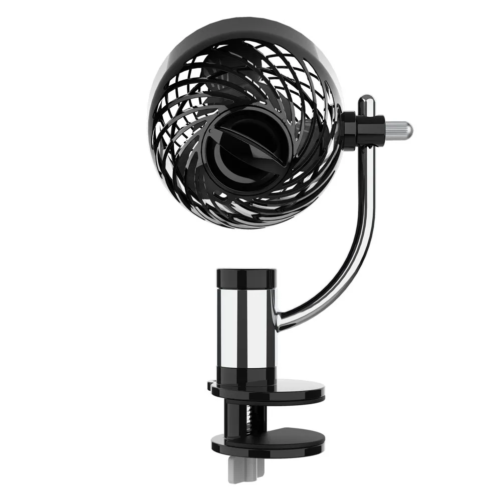 Ventilador de clipe de circulador de ar pessoal com montagem multi-superfície, preto