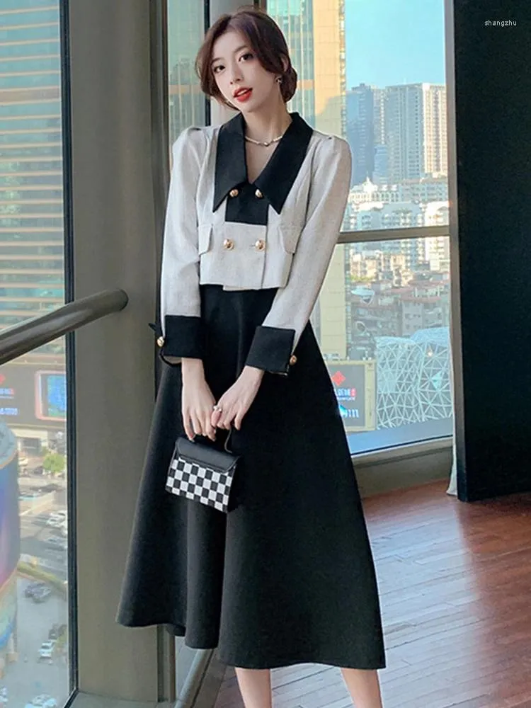 Work Dresses Outfit for Women, Short Sleeve A-Line Midi Dress with  Turn-down Collar and Double Breasted Coat Blazer, Autumn Winter from Dhgate  Work Dresses - price 62.12