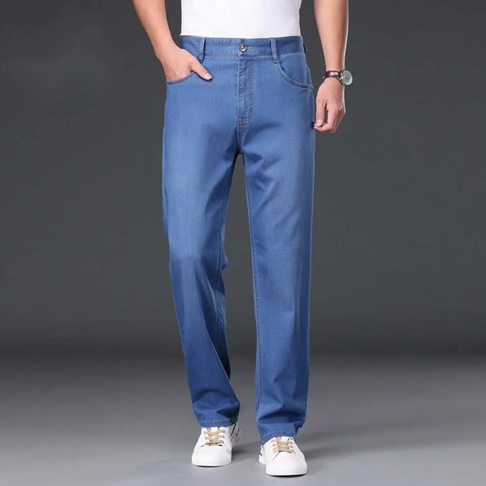 Pantalones vaqueros para hombre 2023 primavera y otoño nuevos pantalones de mezclilla de seda para hombre tendencia de negocios Casual Slim Fit pierna recta