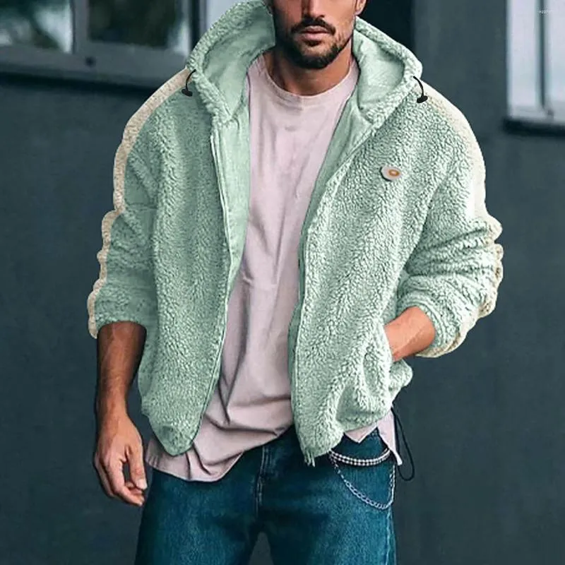 Casacos de trincheira masculinos com capuz grande casual outono / inverno com capuz zíper jaqueta de bolso de manga comprida solta quente todos os dias camisas de suor em branco para homens