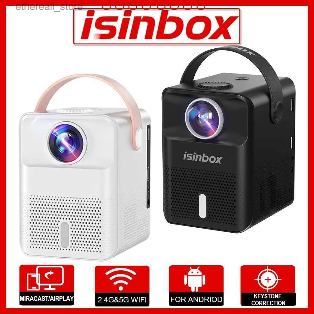 Projektory isinbox x8 Przenośny projektor Android WiFi kino kinowe Wsparcie Projektora 1080p Mini LED Beamer Projectors Q231128