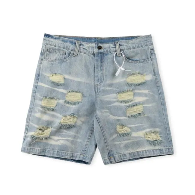 Hip Hop Jeans Shorts Hommes Femmes 1 Jeans déchirés Pantalons courts décontractés