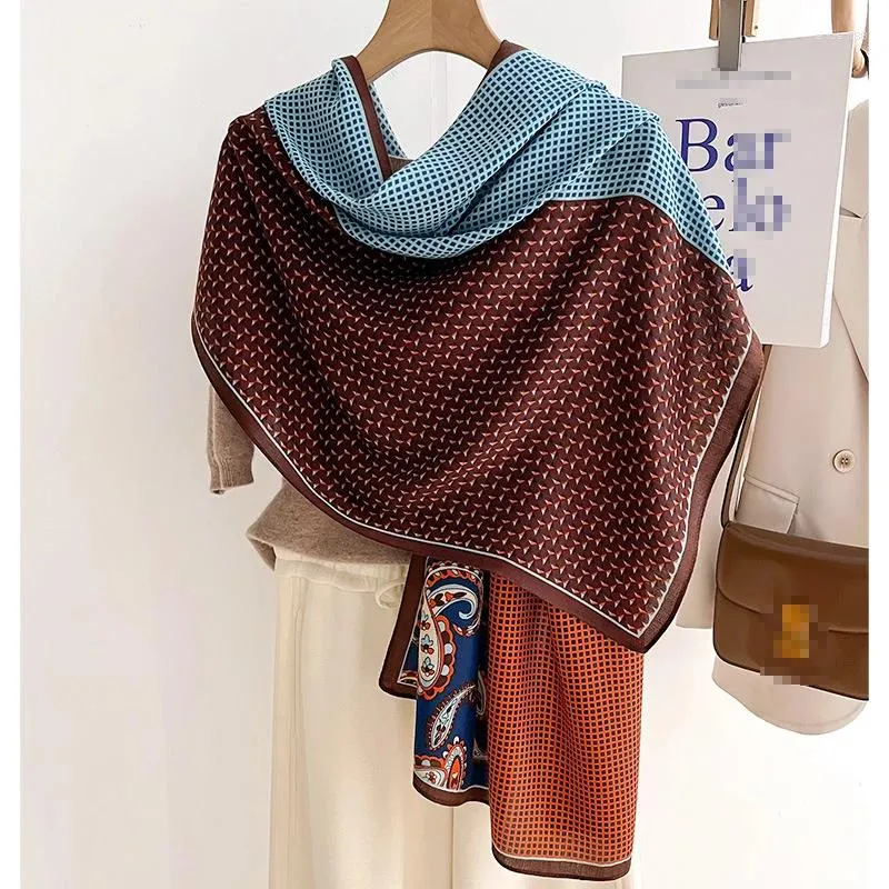 Scarves Fashion Madam Pretty Scarf Sunscreen Shawl Individuality Printing Geometry Design Georgette Thin Women Wholesale