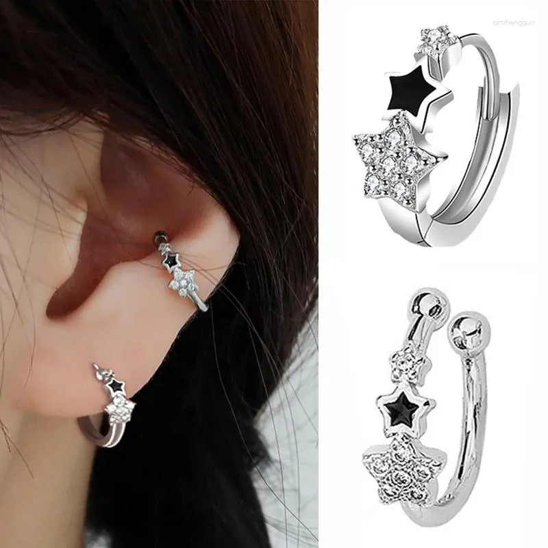 Backs Earrings 1pc Lovely Clip For Women Silver Color Without Piercing Simple Vintage Fake Cartilage Star Ear Cuff Jewelry Gift EF133