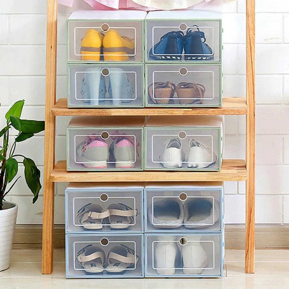 Opbergdozen Bins Organizer schoenhouder Transparant lichtgewicht PP DUIDE PLASTIC stapel voor Home W0428