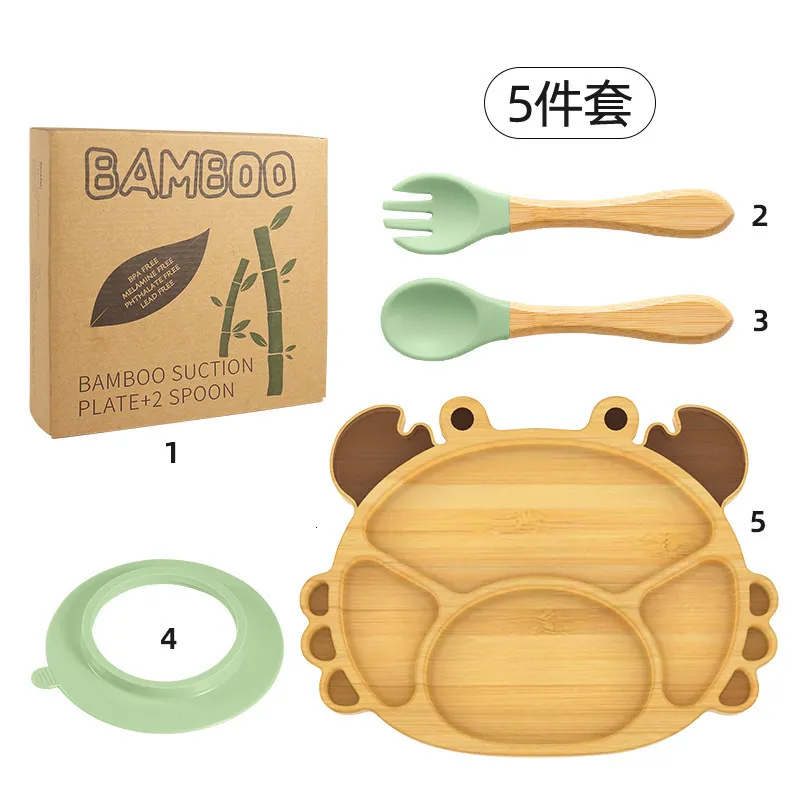 Cups Dishes Utensils Baby Stuff Bamboo Tableware Cup Bowl Plate/Tray Bibs Spoon Fork Sets Children Non-slip Feeding Free Dinnerware Dinner 230428