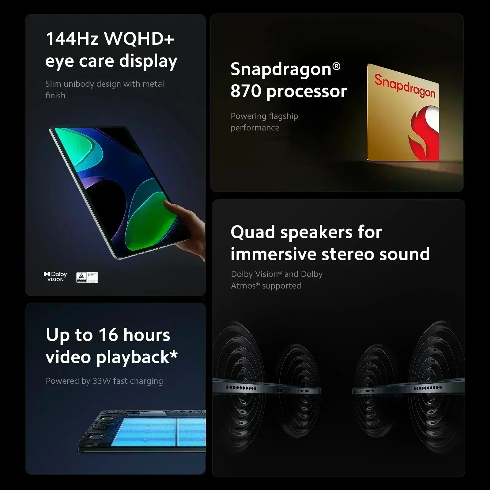 2024 Xiaomi Pad 6 Tablet | 11 WQHD+ 144Hz Eye Care Display | 8GB 