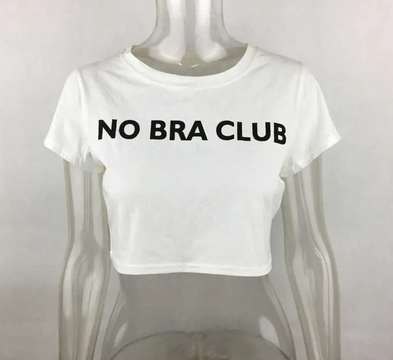 新しいセクシーなショート Tシャツの女性のアルファベットプリント Tシャツの女性のファッションコットンクロップトップ婦人服