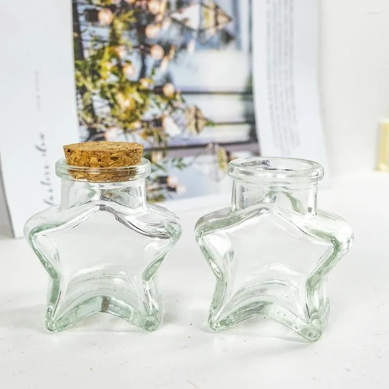 Bottles 6Pcs 60ml Corked Star Shaped Glass Wishing Ornament Crafts Gift Jars Christmas Wedding Present Clear Storage Vials