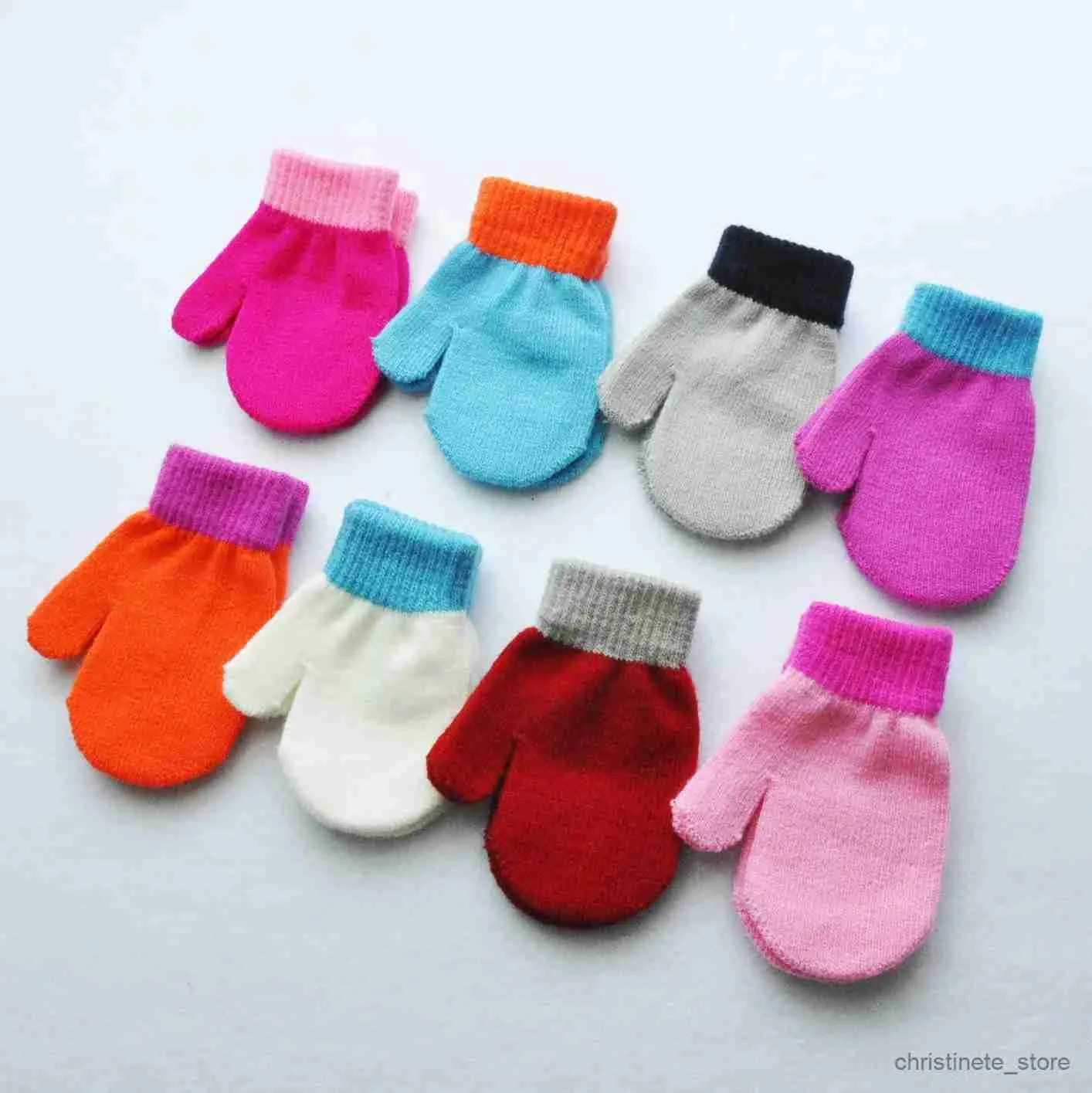 Kinderwanten Babyhandschoenen Kinderen voor 1-4Y Winter Warm Patchwork Gebreide Wanten Kleuterschool Student Lange Vinger Handschoenen Breien Kinderhandschoenen R231128