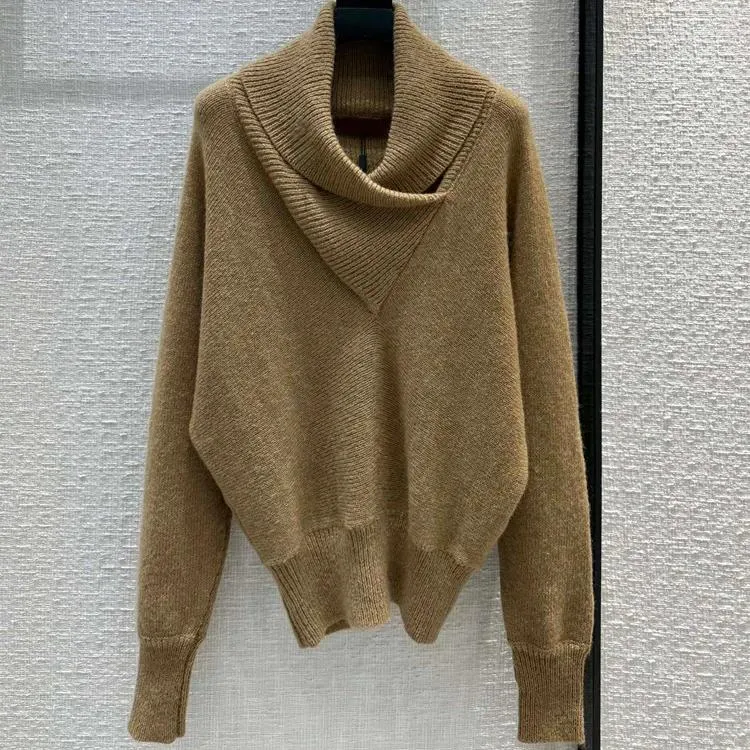 Pulls pour femmes 2023haute qualité et à la mode une épaule mohair pull avec tempérament épicé paresseux haut tricoté pour l'automne