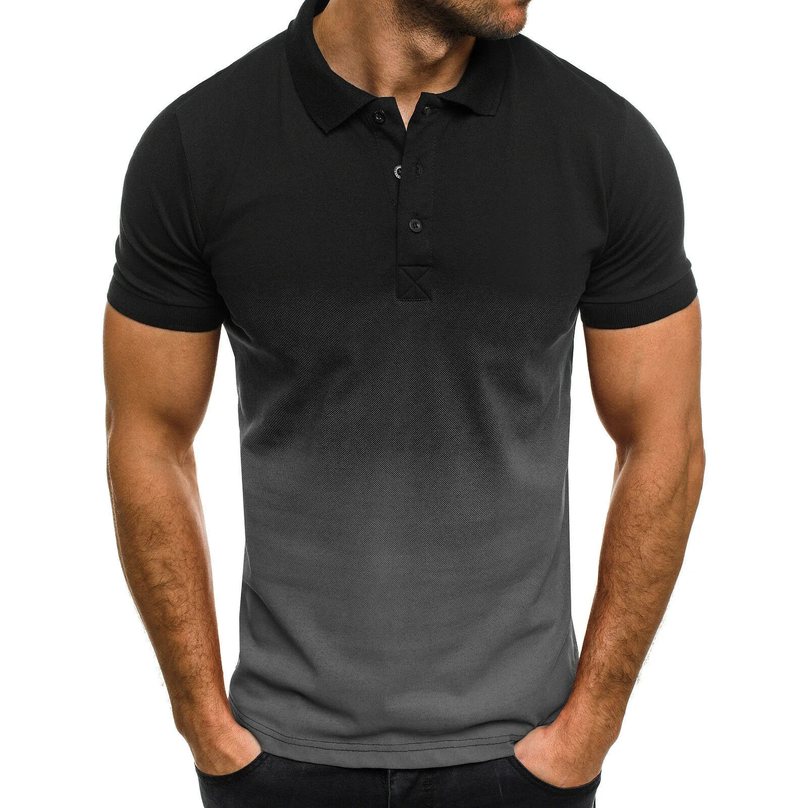 Herrpolos mrmt varumärke casual t-shirt 3d digital tryck gradient färg lapel Men tees skjorta kortärmad man skjortor 230428