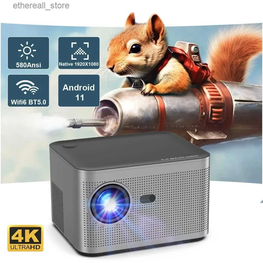 Projektoren Transspeed Android 11.0 Smart 4K Projektor 1080P 580ANSI WiFi6 BT5.0 Allwinner H713 Heimkino Outdoor Film Kino Projektor Q231128