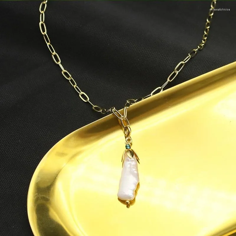 Подвесные ожерелья элегантные женские ювелирные украшения натуральные барочные жемчужины с длинным цепным ожерельем очарование шеи Кокер, женские аксессуары