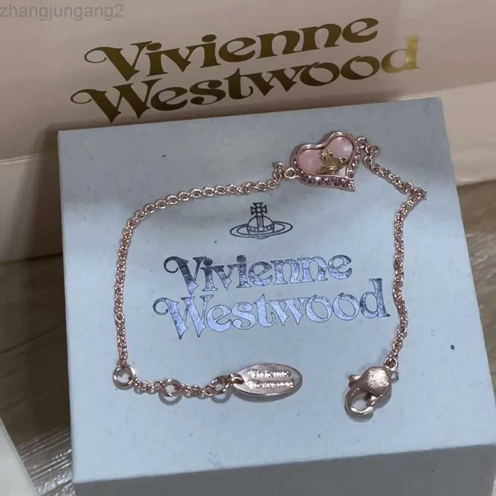 디자이너 Viviene Westwoods New Viviennewestwood Empress Dowager Love Saturn Beimu 팔찌 INS 작은 향기로운 바람 껍질 복숭아 심장 핸디 크래프트 하이 버전