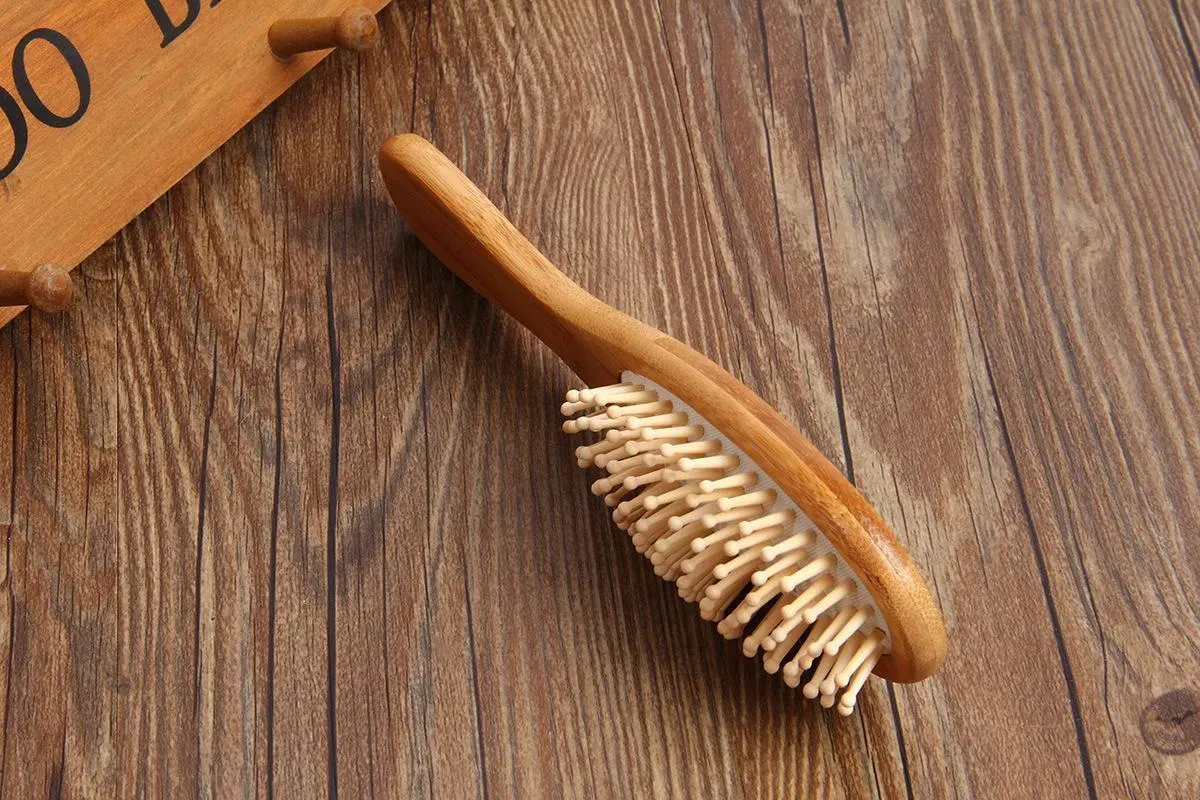 Qualité Brosse En Bambou Naturel Soins Sains Massage Peignes Antistatique Démêlant Airbag Brosse À Cheveux Outil De Coiffure Satin Bande De Cheveux Chouchous