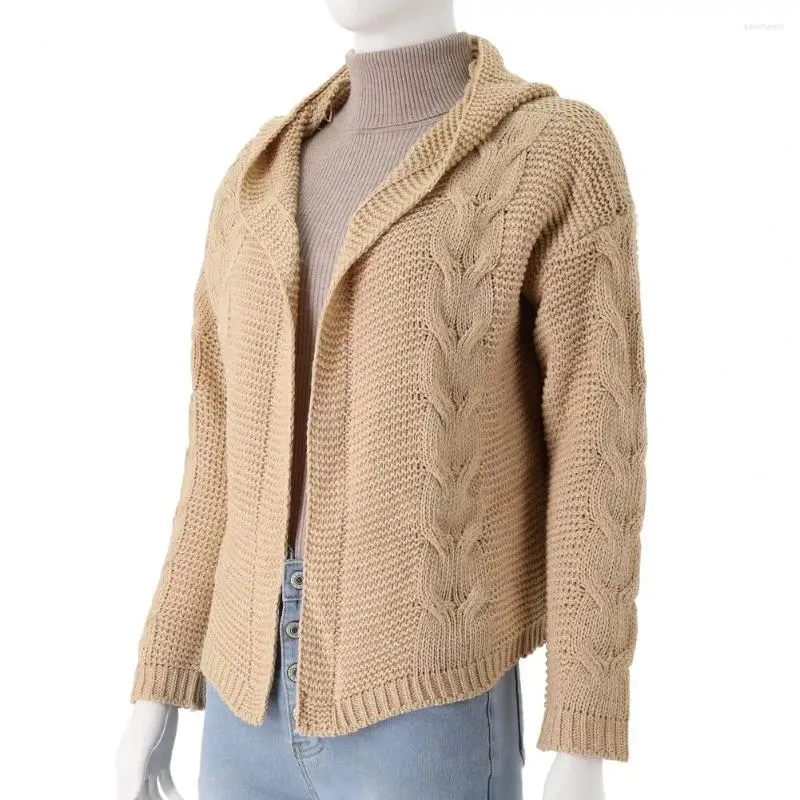 Cappotto maglione lavorato a maglia da donna per donna Elegante cardigan con cappuccio lavorato a maglia grossa Capispalla elegante e accogliente Autunno Inverno Versatile