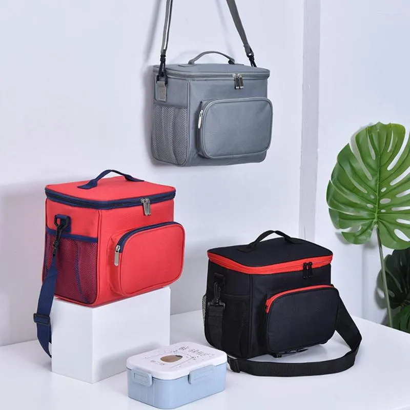 Sacs de rangement 1pc grande capacité sac à déjeuner isolé étanche pique-nique avec bandoulière Portable pour femmes hommes et enfants