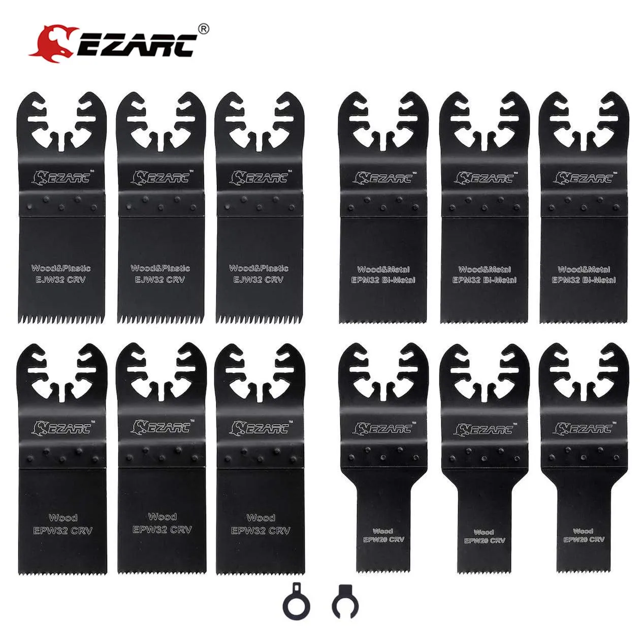 Zaagbladen Ezarc 12pc oszillierende Multitool -Blätter Set Präzision für Holz- und Metall -Oszillations -Sägen -Blades -Kit für Schnellfreisetzungen Multi -Werkzeug