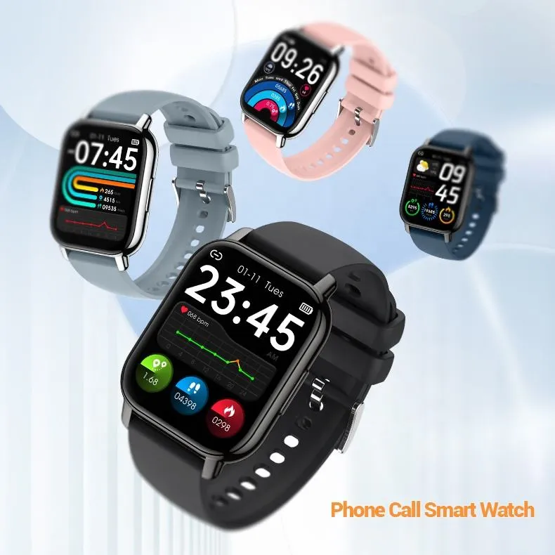 1.85 "Stor rektangelform smart klocka p66 med RTL8763EW GloryFit App Musikstyrning Multisportläge Telefonsamtal Smart Watch
